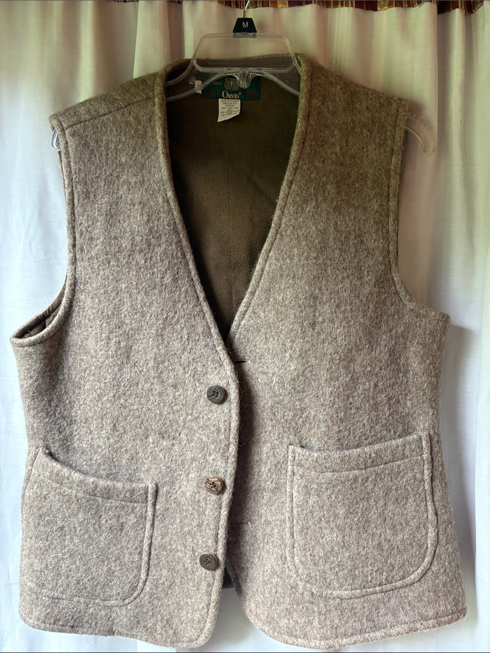 Wool Blend Taupe Button Front Vest